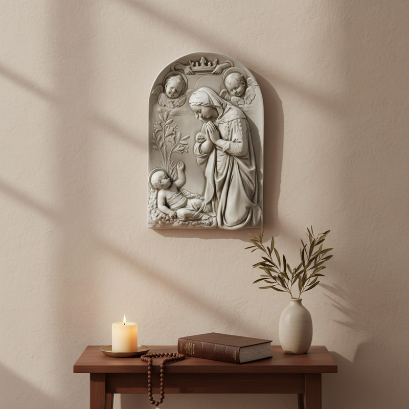 Adoration of the Child Religious Statue (29 - Inch) Side View