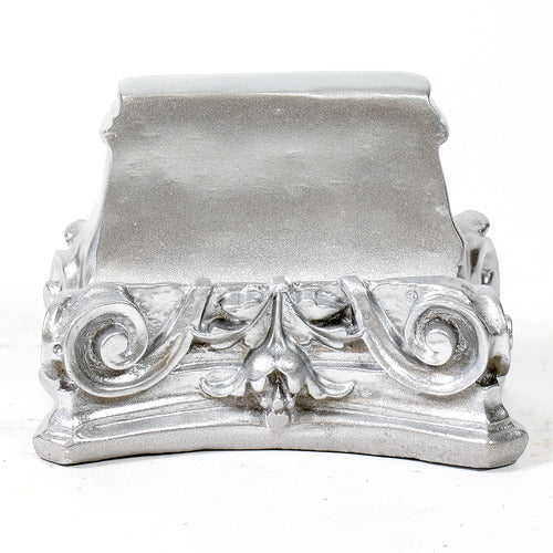 Ornate Baroque pedestal base with intricate scrollwork and classical old world European floral detailing. Different Angle