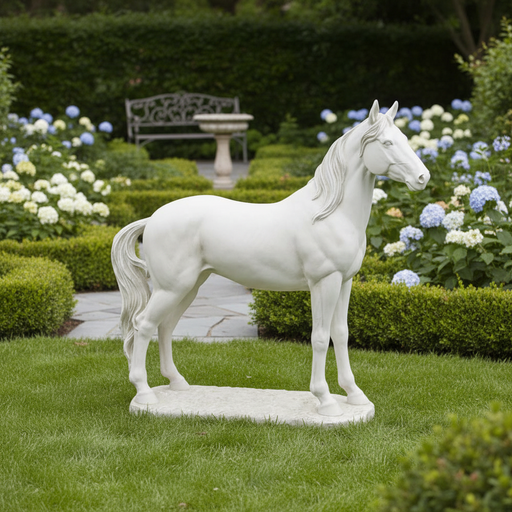 Stallion Horse Garden Statue (47 - Inch) Side Angle