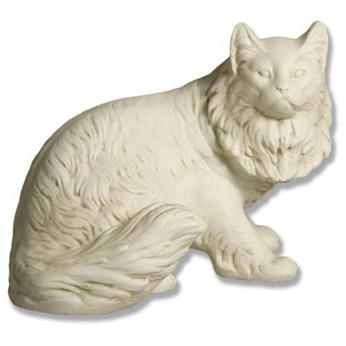 Sculpted cat figurine with detailed fur and an ornate, classical European style reminiscent of old world Renaissance art.