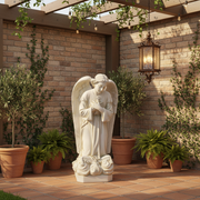 Kneeling Sorrowful Angel Outdoor Statue (27 - Inch) Side Angle