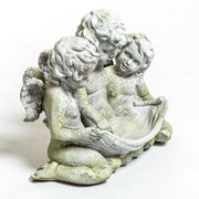 Three Cherub Birdfeeder Statue (13 - Inch) Different Angle