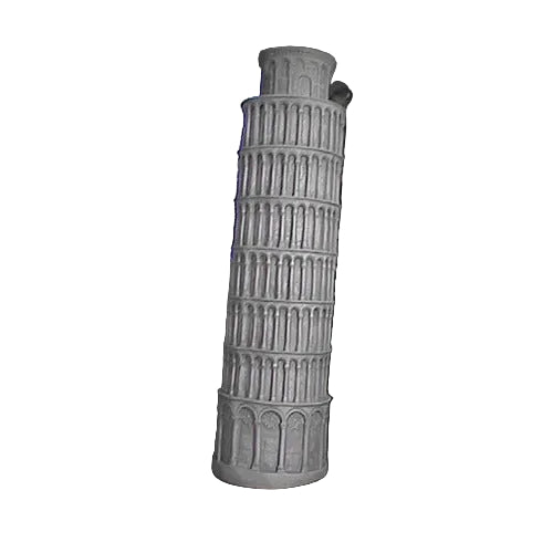 Leaning Tower of Pisa replica with classical Romanesque arches and columns, old world European architectural style