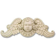 Cherub face with curled hair and ornate wings in classical Baroque style, featuring intricate old world European detailing.