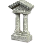 Classical Greek-style architectural miniature with two fluted columns, ornate pediment, and detailed base in old world European design.