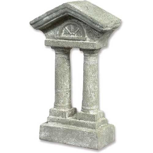 Classical Greek-style architectural miniature with two fluted columns, ornate pediment, and detailed base in old world European design.