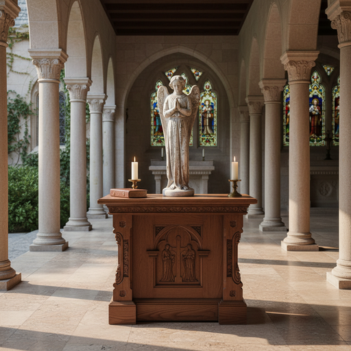 Standing Angel Outdoor Statue (21 - Inch) Side Angle