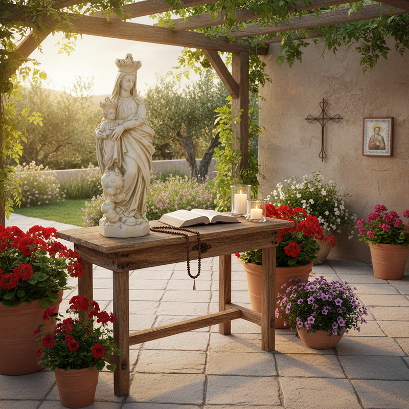 Mary with Child Jesus Statue (27 - Inch) Side Angle