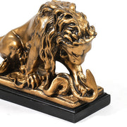 Lion Devouring Serpent Garden Statue (8 - Inch) Side View