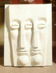 Abstract sculptural wall art featuring two elongated, stylized faces in a minimalist, classical European-inspired design. Different Angle