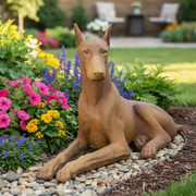 Sitting Doberman Dog Statue (22 - Inch) Side Angle