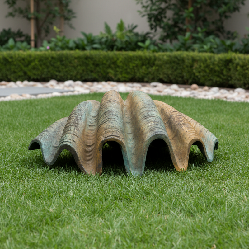 Clam Garden Statue (47 - Inch) Side Angle