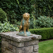 Sitting Lion Garden Statue (24 - Inch) Side Angle