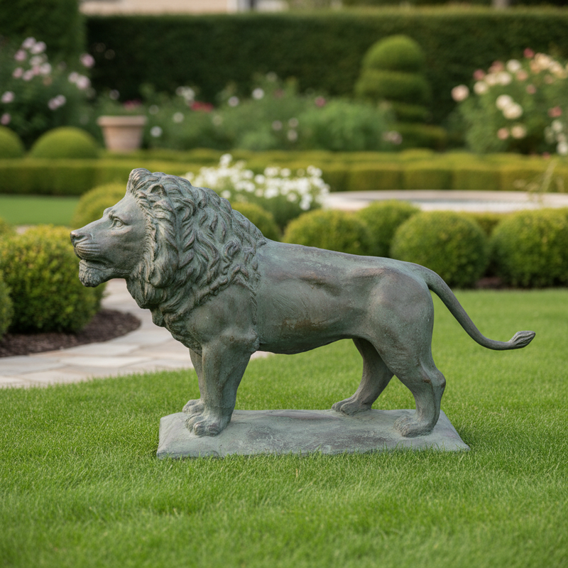Lion Garden Statue (42 - Inch) Side Angle