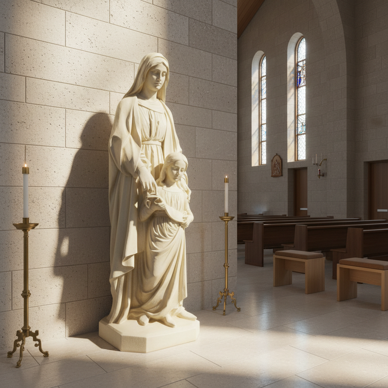 Saint Anne with Child Statue (50 - Inch) Side Angle