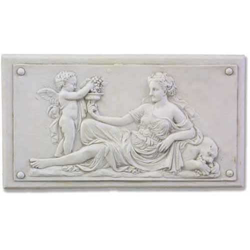 Goddess with Cherub Plaque Lef Outdoor/Indoor Statue