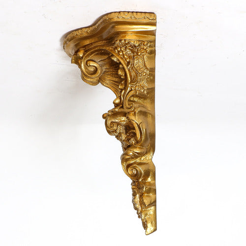 Baroque wall bracket with ornate scrollwork, acanthus leaves, and shell motif in old world European classical style. Other Angle