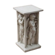 Classical pedestal table with ornate cherub and angel reliefs in Renaissance style, featuring intricate old world European detailing.