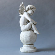 Winged Cherub Outdoor Statue (16 - Inch) Other Angle
