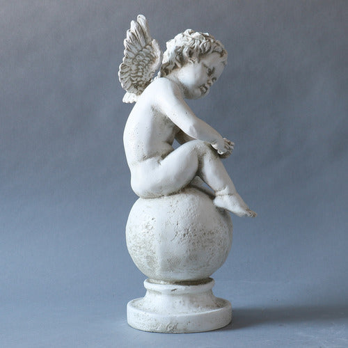 Winged Cherub Outdoor Statue (16 - Inch) Other Angle