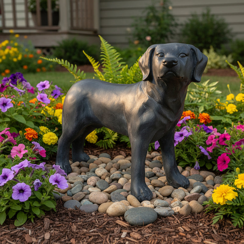 Dog Standing Pup Garden Statue (19 - Inch) Side Angle