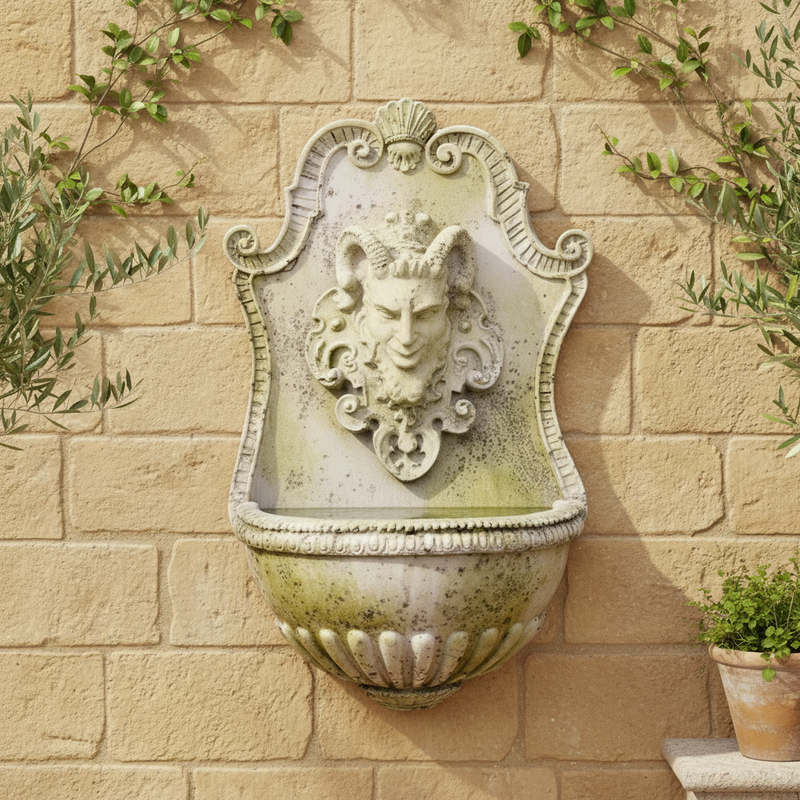 Bacchus Wall Fountain (24 - Inch) Side Angle