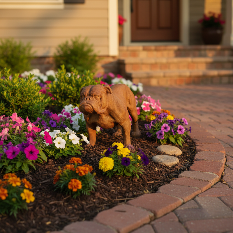Bulldog Dog Garden Statue (5.5 - Inch) Side Angle
