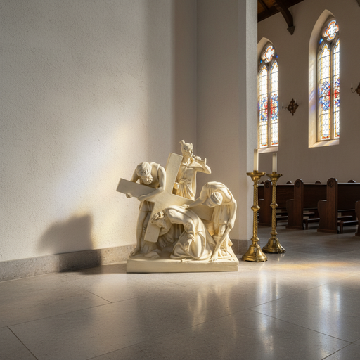 Jesus Falls the First Time Statue (21 - Inch) Side Angle