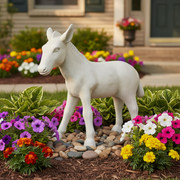 Donkey figurine with classical old world European style, featuring smooth lines and subtle, Renaissance-inspired detailing. Side Angle