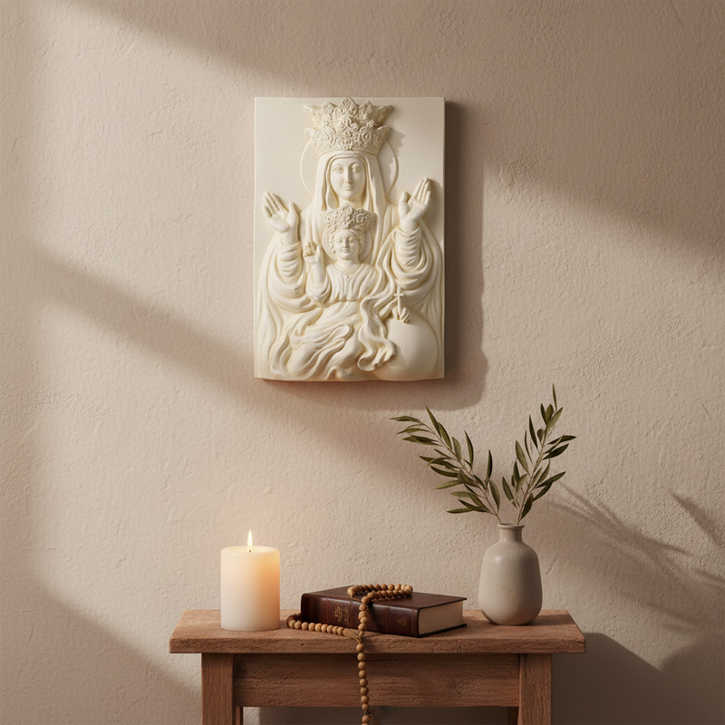 Mother and Child Catholic Plaque (17.0 - Inch) Side View