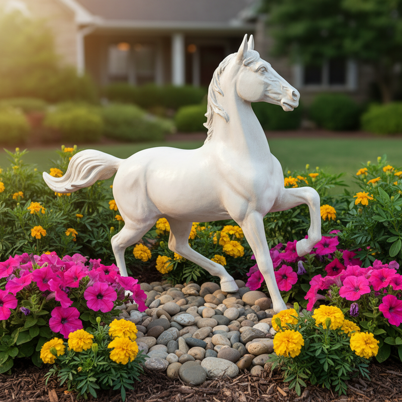 Horse Garden Statue (26 - Inch) Side Angle