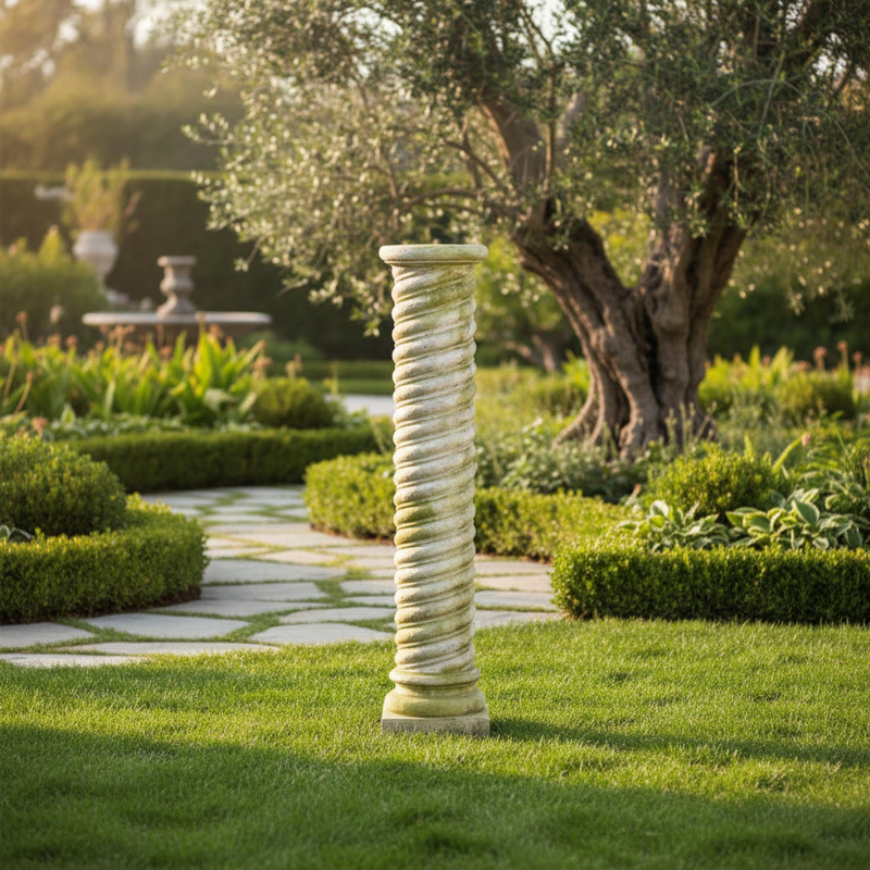 Twisted Pedestal Statue (45 - Inch) Side Angle