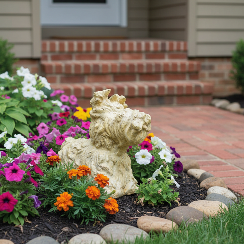 Yorkie Dog Garden Statue (5 - Inch) Side Angle