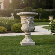 Ram and Garland Outdoor Statue (31 - Inch) Side Angle