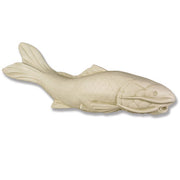 Carved fish sculpture with detailed scales and fins, featuring classical old world European and Renaissance-inspired design elements.