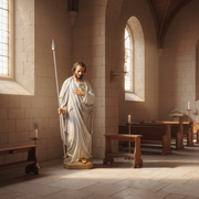 Saint Thomas with Spear Statue (60 - Inch) Side Angle