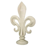 Fleur-de-lis finial with ornate, old world European design and classical curves, inspired by medieval and Renaissance styles.