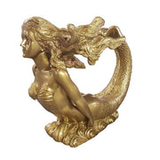 Mermaid sculpture with flowing hair and ornate tail, featuring classical and old world European design elements.