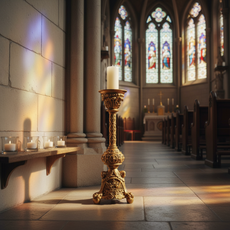 Victorian Candleholder Religious Statue (24-Inch)