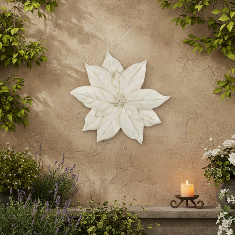 Poinsettia Plaque Outdoor Catholic Statue (25-Inch)