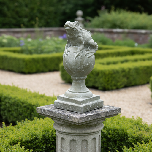 Frog Finial Outdoor Statue (14 - Inch) Side Angle