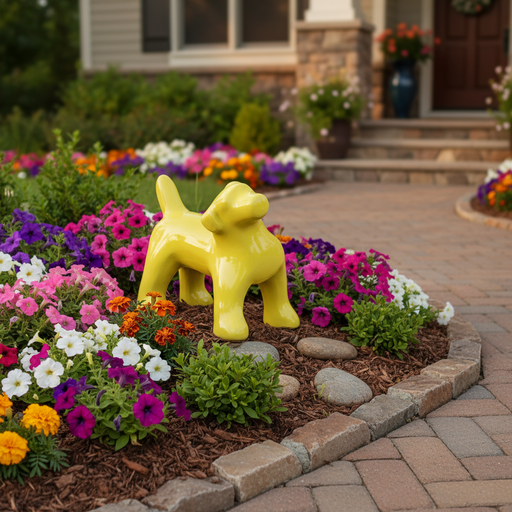 Pop Art Dog Garden Statue (9 - Inch) Side Angle