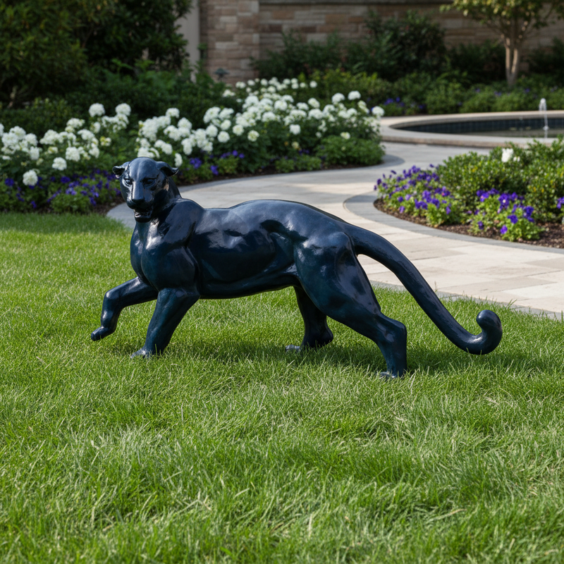 Jungle Cat Garden Statue (3 - Inch) Side Angle