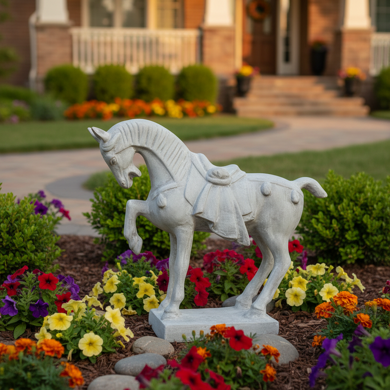 Tang Horse Garden Statue (10 - Inch) Side Angle