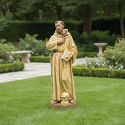 Saint Francis with Skull and Cross Statue (63 - Inch) Side Angle