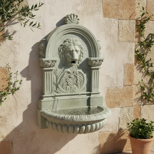 Lifesize Le Grande Lion Wall Fountain (58 - Inch) Side Angle