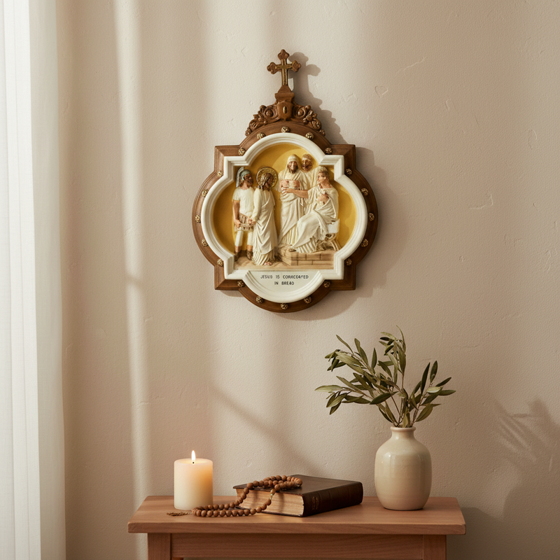 Chapel Wall Plaque Stations of the Cross Number 1 (13.5 - Inch) Side Angle