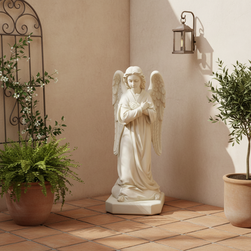 Sympathy Winged Angel Outdoor Statue (39 - Inch) Side Angle