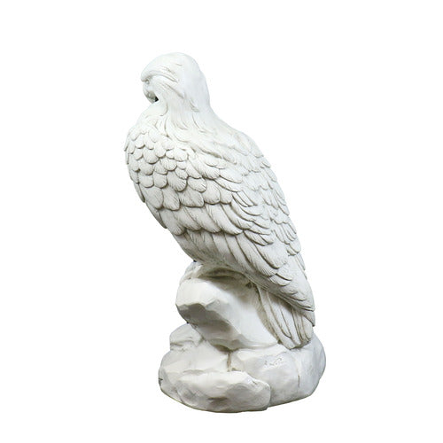 Eagle sculpture perched on rocky base, featuring classical old world European and Renaissance-inspired ornate detailing. Side View