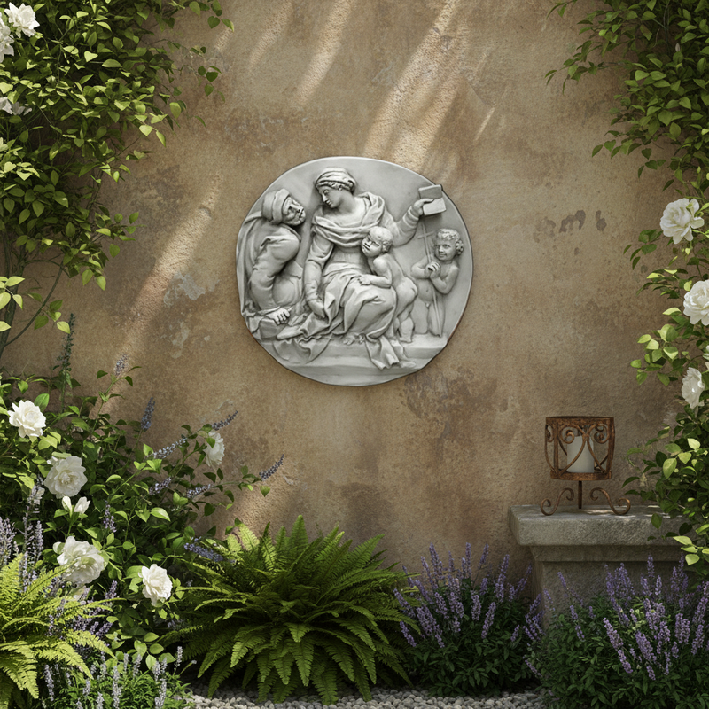 Round Religious Frieze Statue (21 - Inch) Side Angle